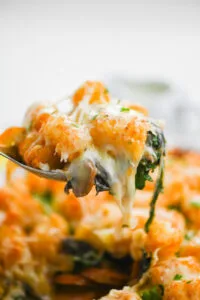 Andouille and Chard Tater Tot Casserole
