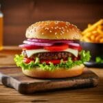 Beef Burgers with Fried Onions and Mayo