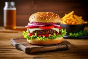 Beef Burgers with Fried Onions and Mayo