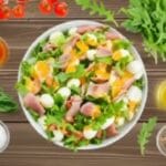 Mozzarella Prosciutto Salad with Tomato Basil Vinaigrette