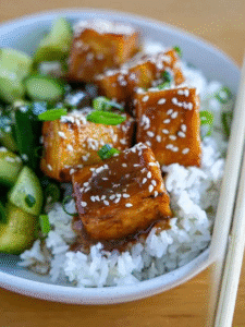 Bowls of Crispy Sticky Tofu